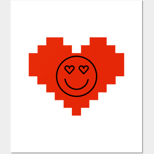 Pixelated valentine love heart 14th february for couples and lovers Posters and Art